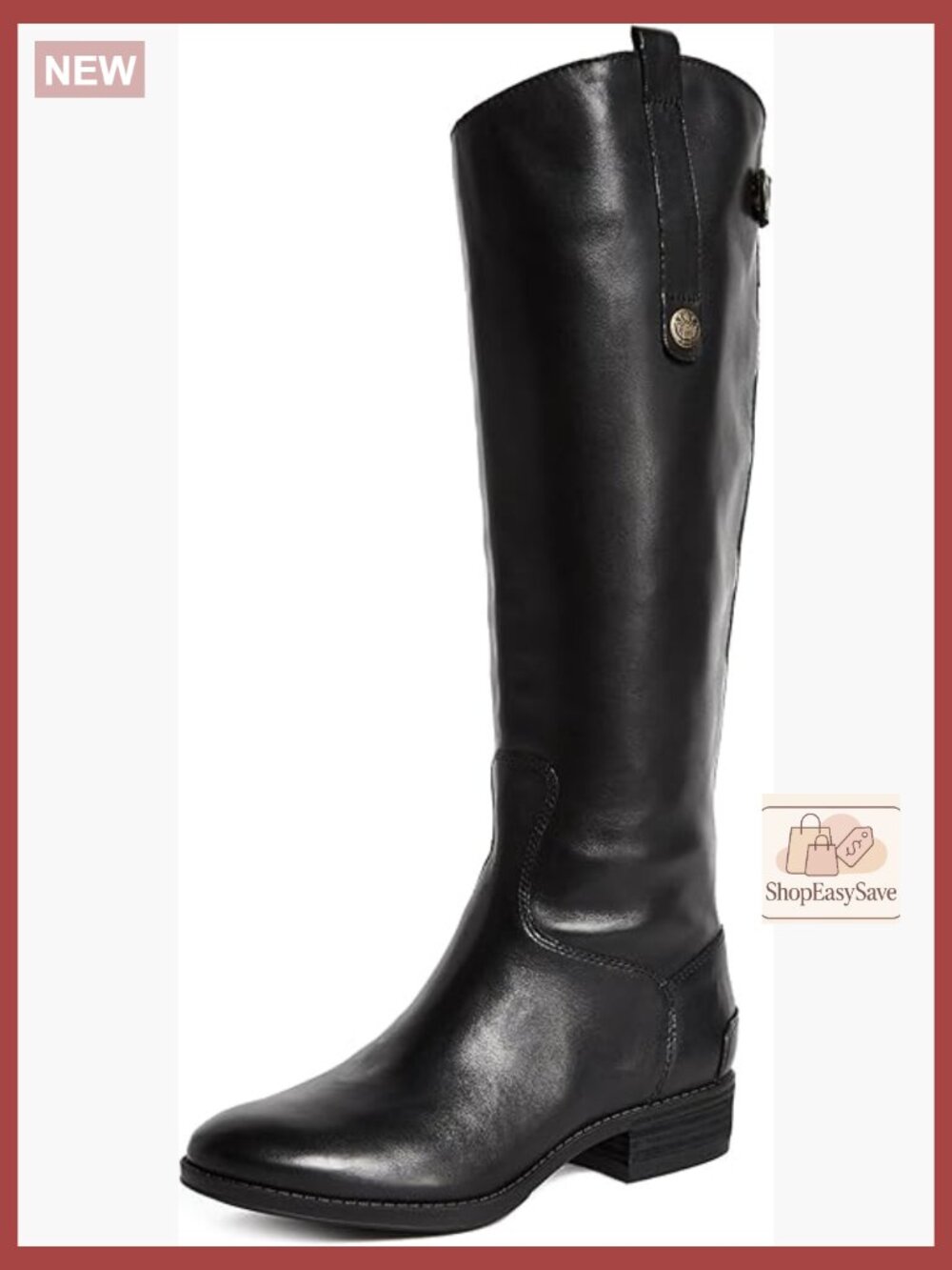 Leather Riding Boots Classic Equestrian Style Block Heel Water Resistant